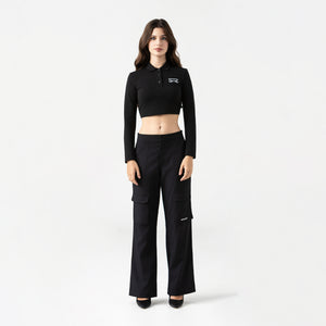 APRILE CROP TOP POLO WOMEN BLACK