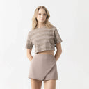 ASH CROP TOP WOMEN TAUPE GRAY