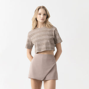 ASH CROP TOP WOMEN TAUPE GRAY