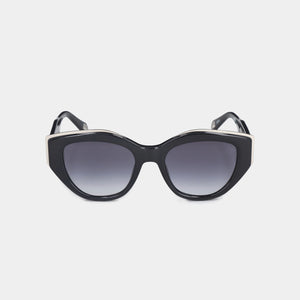 MSS2402-C1-53 MAIA SUNGLASSES WOMEN BLACK SHINY SILVER GRADIENT GREY