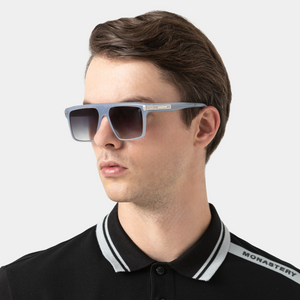 MSS2408-C5-56 ADUR SUNGLASSES MEN MILKY BLUE SHINY SILVER GRADIENT GREY