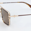 MSS2410-C2-54 MARC SUNGLASSES MEN SHINY GOLD/BROWN PATTERN BROWN HORN BROWN