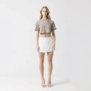 AMAL CROP TOP WOMEN TAUPE GRAY - Monastery | Tienda Oficial Colombia